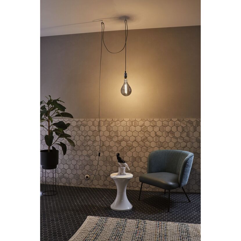 Pendelleuchte 'Neordic Eldar' E27, 1 x 20 W, Grau/Nickel, inklusive Stecker
