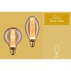Zwei goldene LED-Kolben 'Inner Glow' E27 Leuchtmittel.