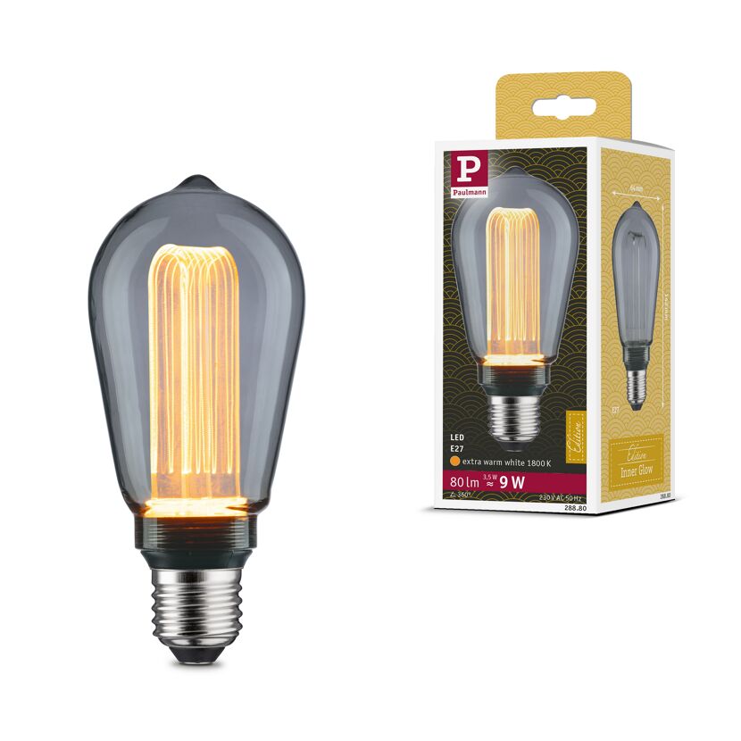 LED-Kolben ST64 'Inner Glow Arc' E27 3,5 W 80lm goldlicht Rauchglas