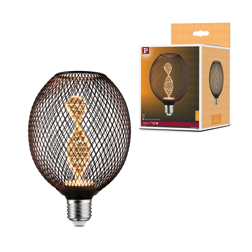 LED-Globe 'Metallic Glow Helix' E27 3,5 W 110 lm schwarz