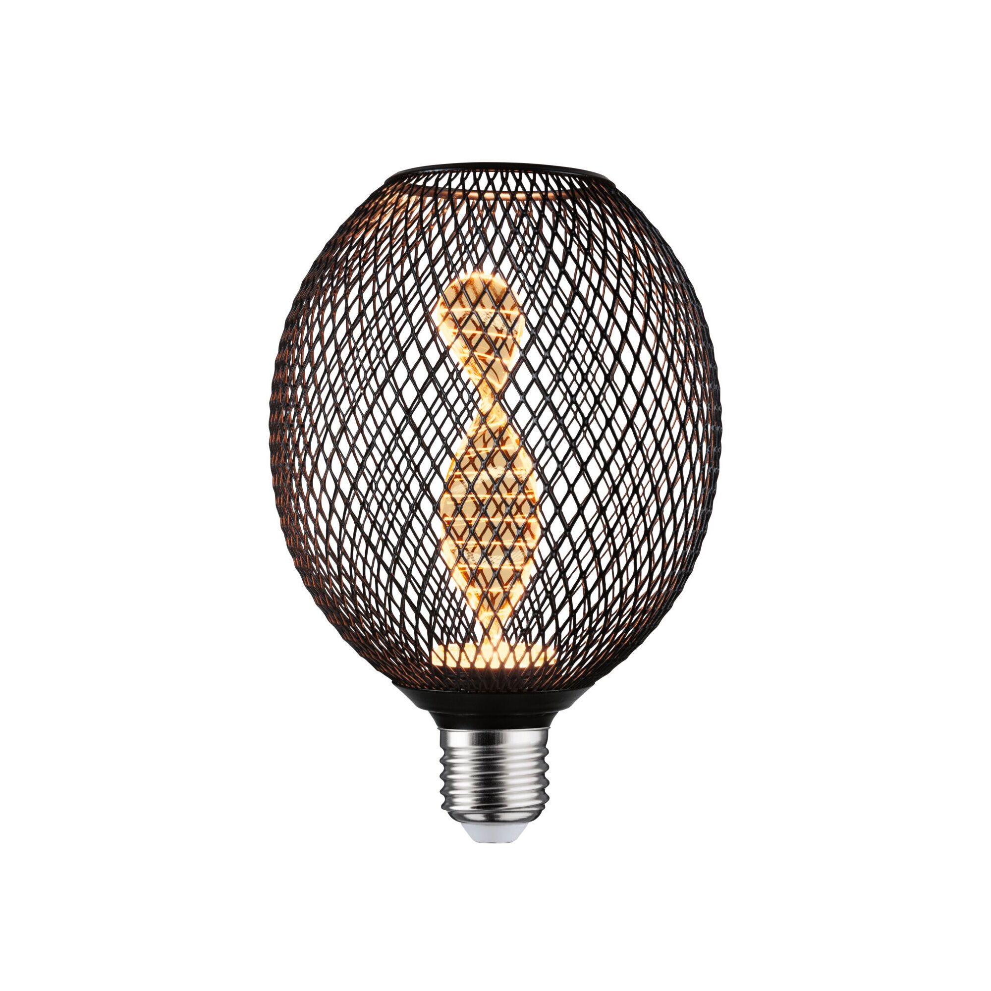 LED-Lampe "Metallic Glow" mit schwarzem Metallkäfig