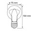 Skizze einer LED-Glühbirne E27 mit Maßen.