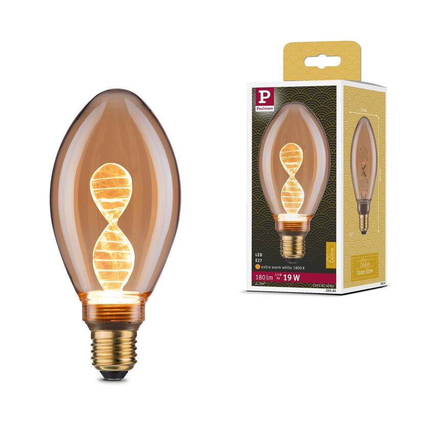 LED-Birne B75 'Inner Glow Helix' E27 3,5 W 180 lm gold