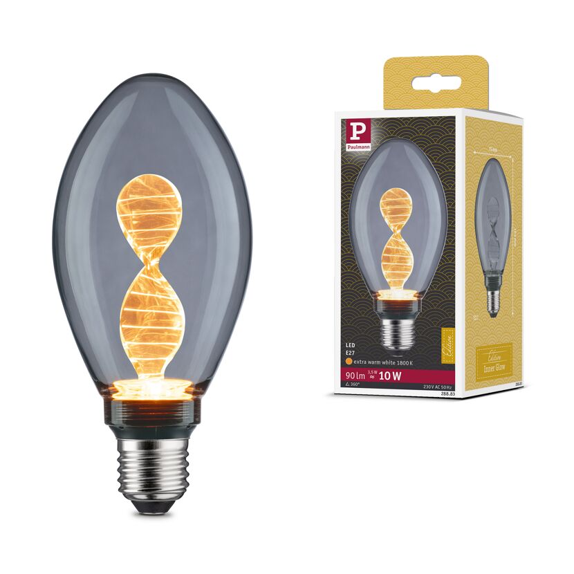 LED-Birne B75 'Inner Glow Helix' E27 3,5 W 90lm goldlicht Rauchglas
