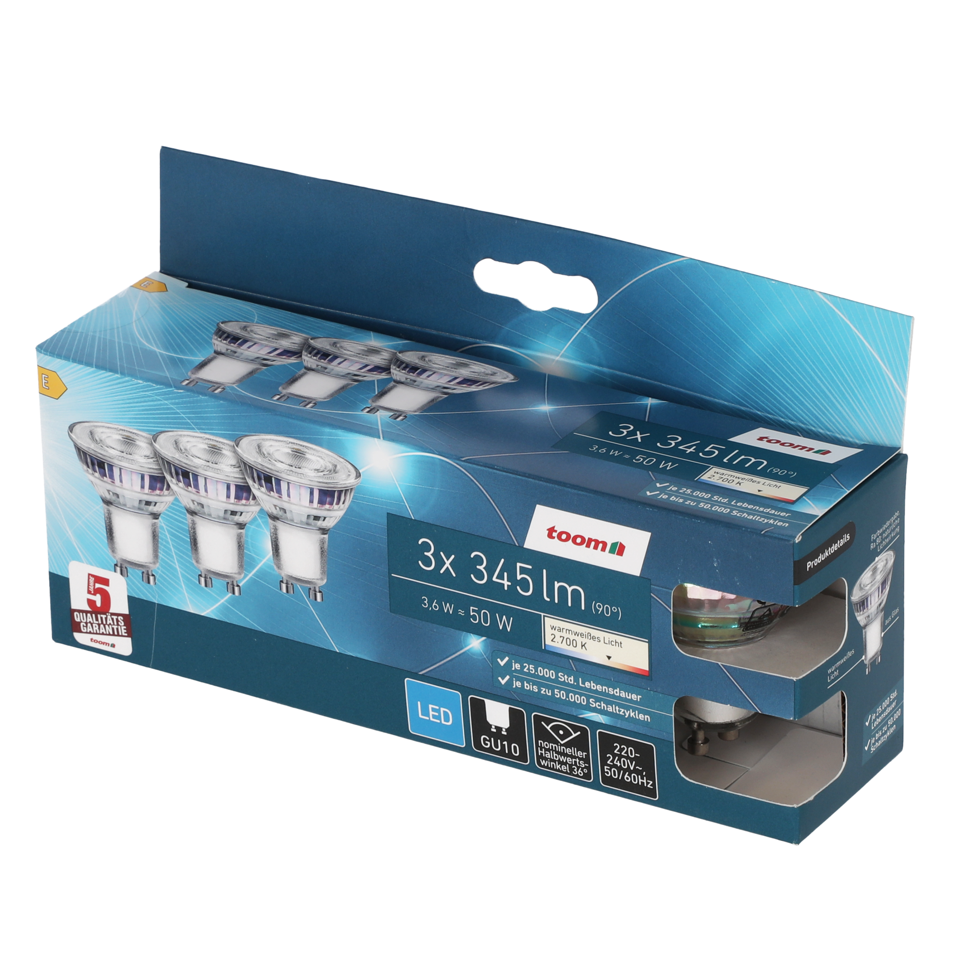 LED-Reflektorlampe GU10 3,6 W 345 lm warmweiß 3 Stück