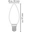 Skizze einer LED-Kerze E14 mit Maßen