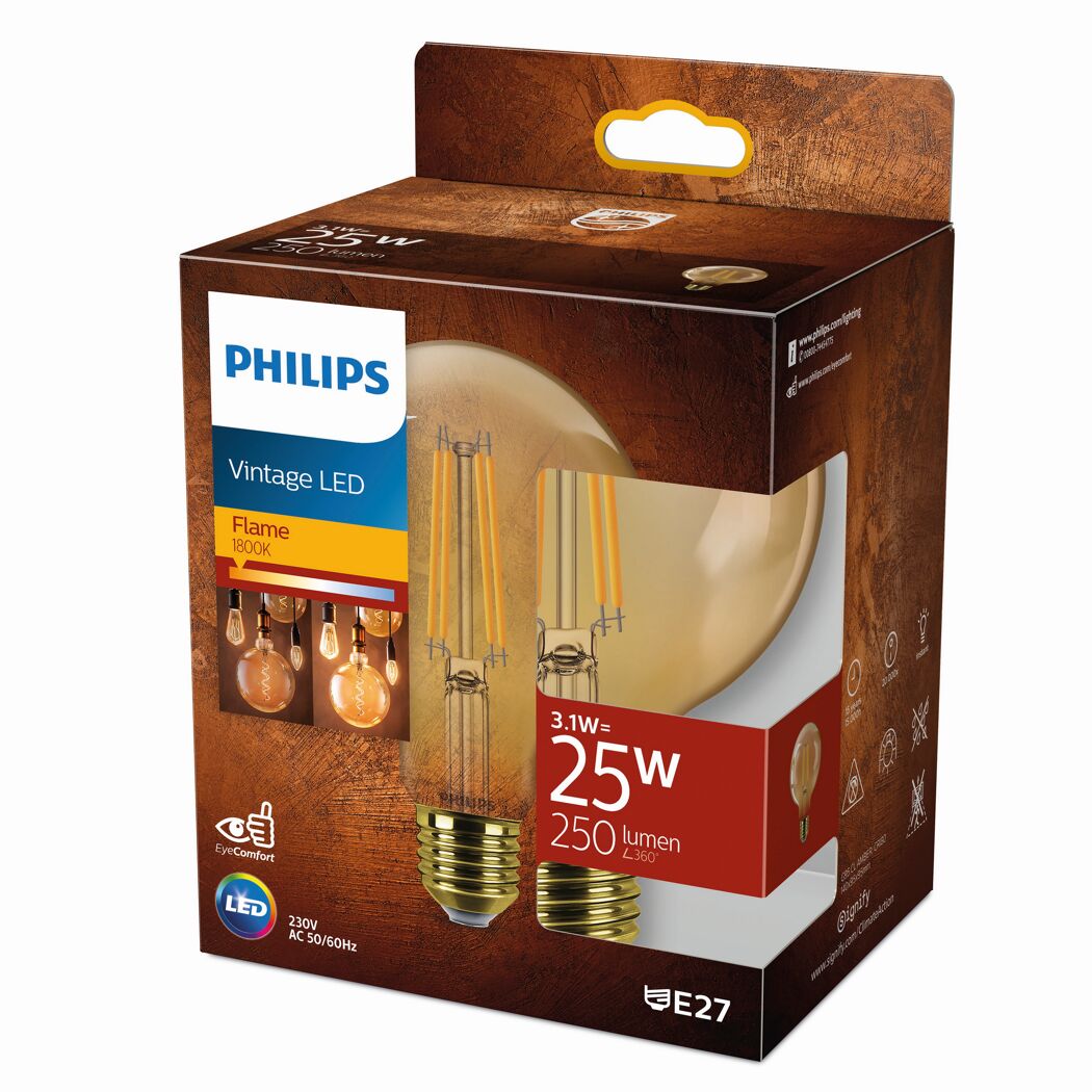 Philips LED-Leuchtmittel 'Classic' Globe gold E27 in Verpackung