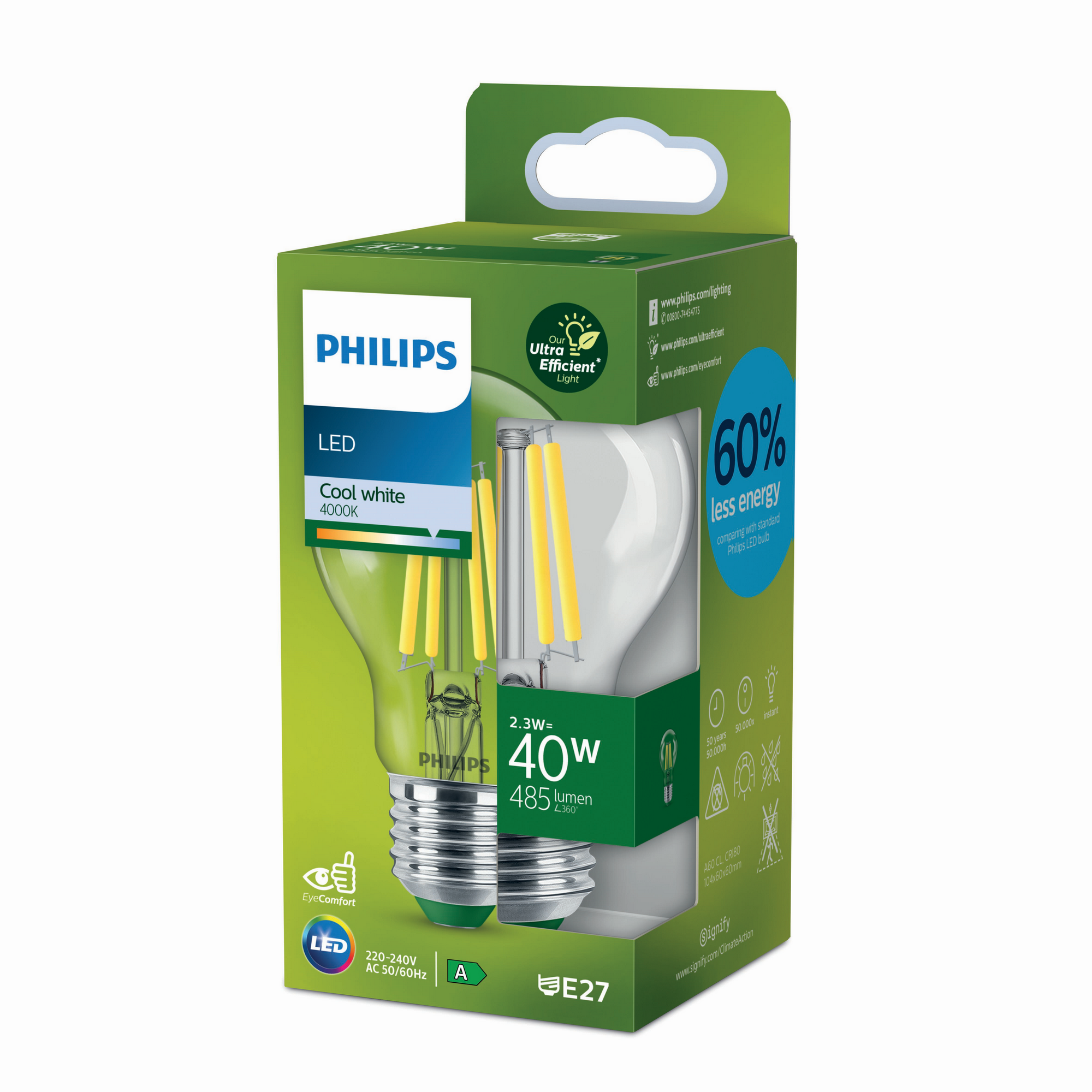 LED-Lampe 'ultra effizient' 2,3 W E27 485 lm, neutralweiß + product picture