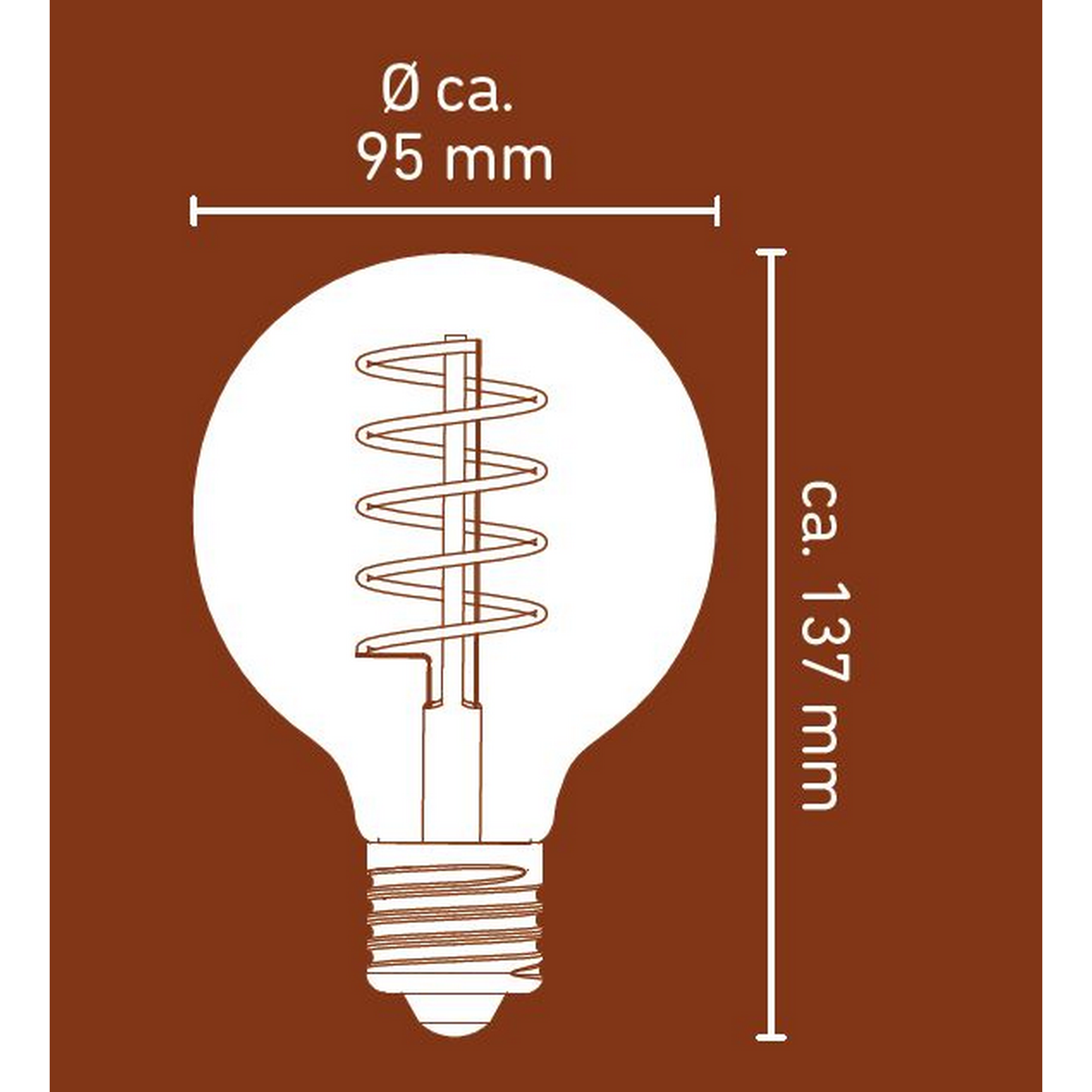 LED-Glühbirne mit Abmessungen