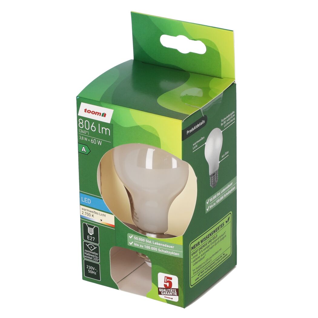 Toom LED-Leuchtmittel Standardform matt E27 in Verpackung