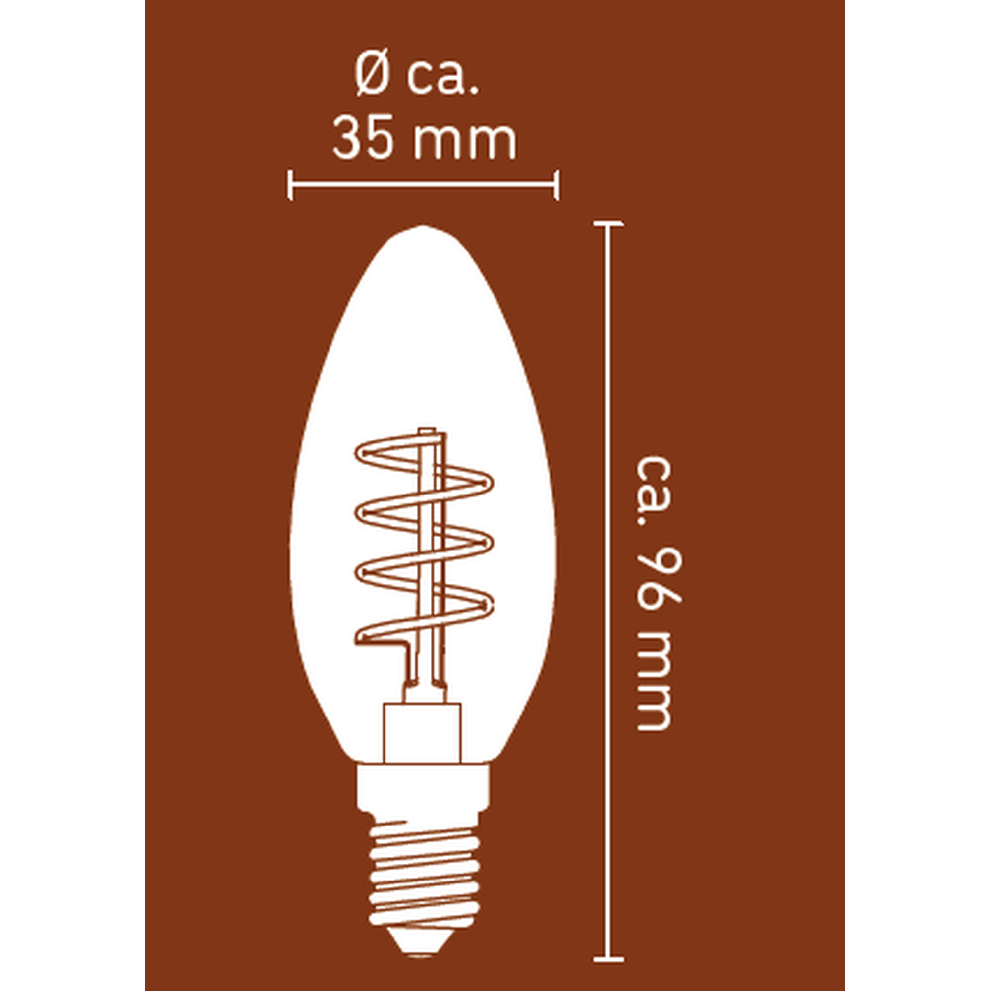 LED-Kerze mit Abmessungen
