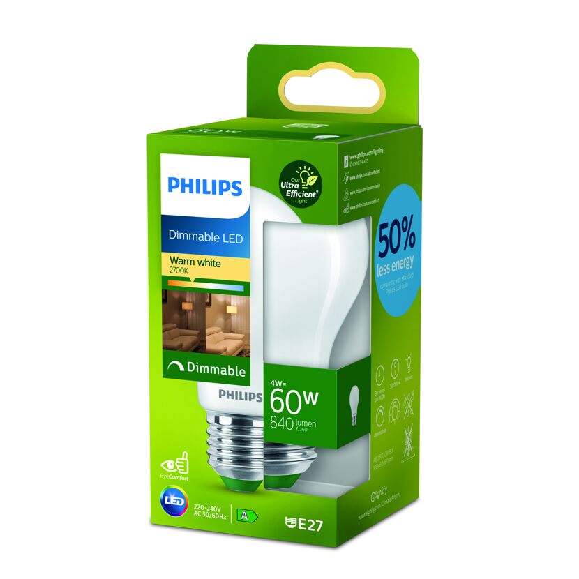 Philips LED-Lampe, dimmbar, warmweiß