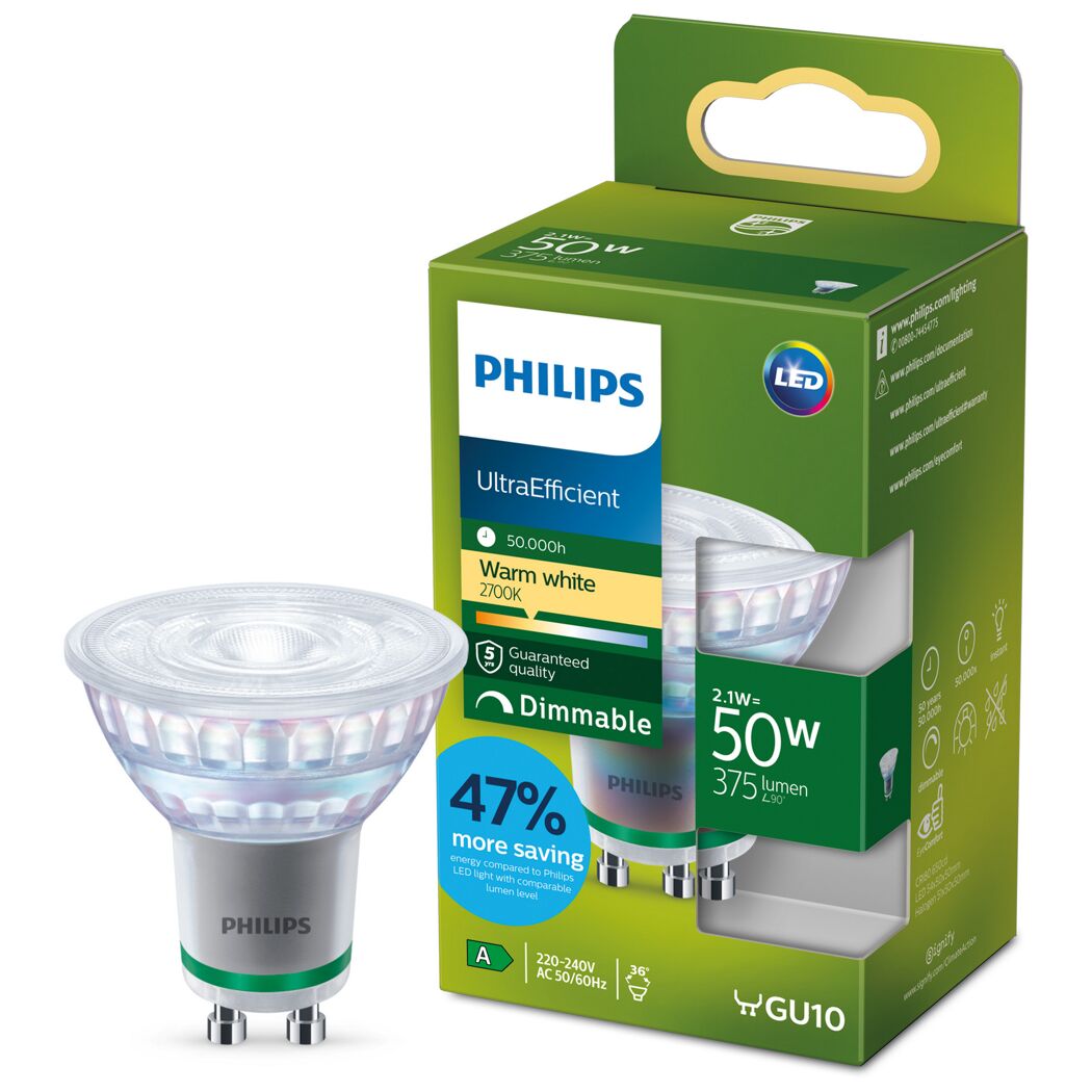LED-Leuchtmittel dimmbar Reflektor klar GU10 50 W 400 lm warmweiß