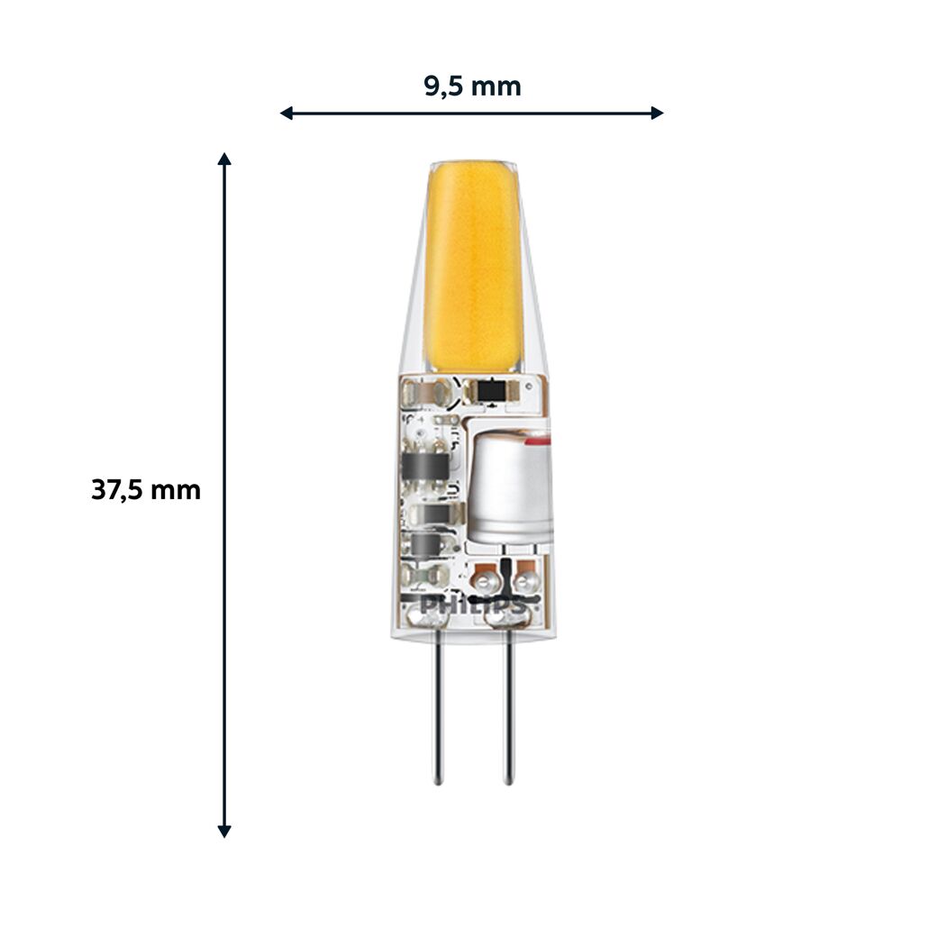 Philips Stift klar G4 LED-Leuchtmittel mit Abmessungen