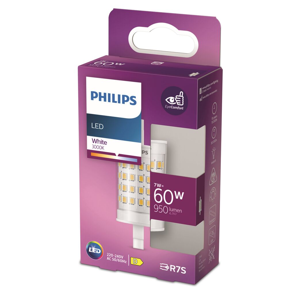 Philips LED-Leuchtmittel Stift matt R7S in der Verpackung.