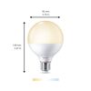 LED-Leuchtmittel 'SmartLED' Globe matt E27 mit Maßen.