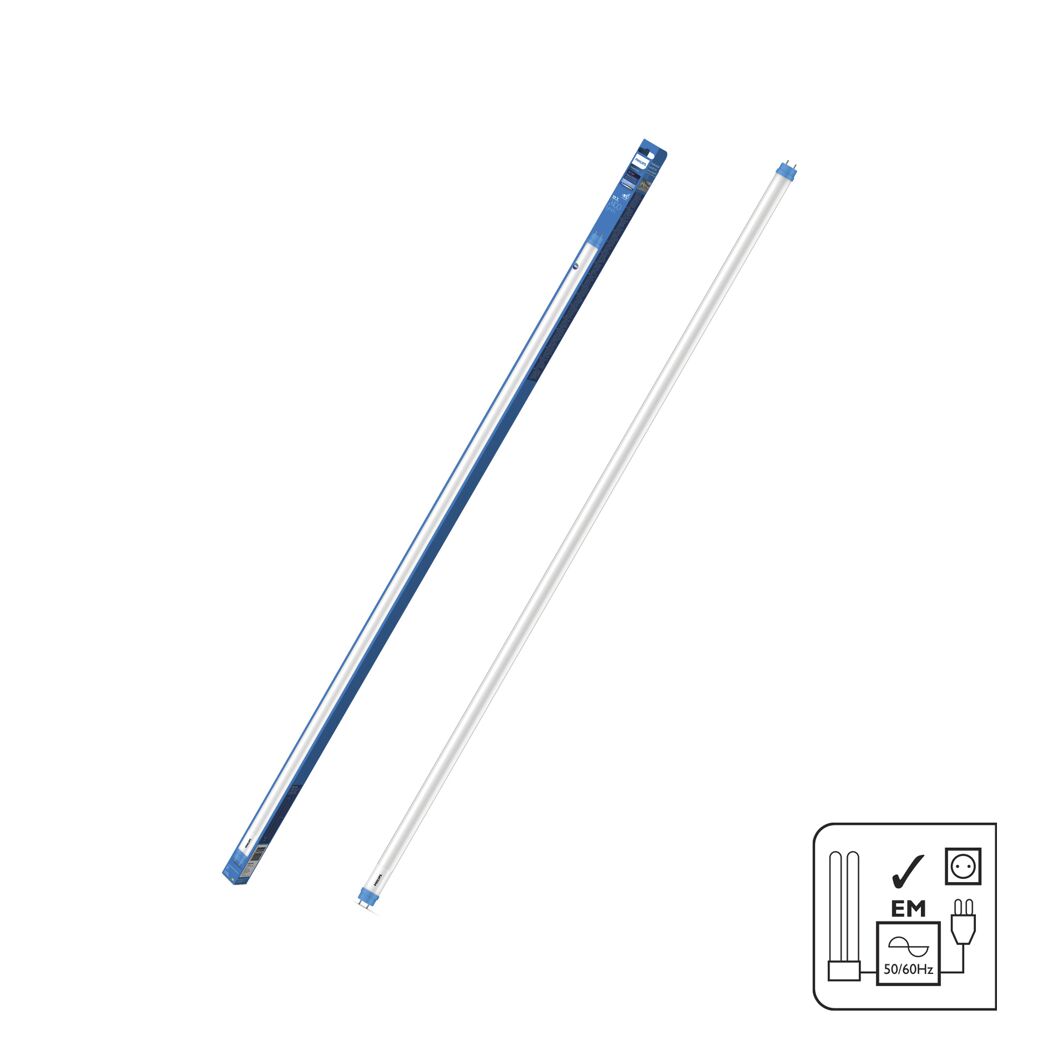 LED-Leuchtmittel 'T8' matt und Verpackung