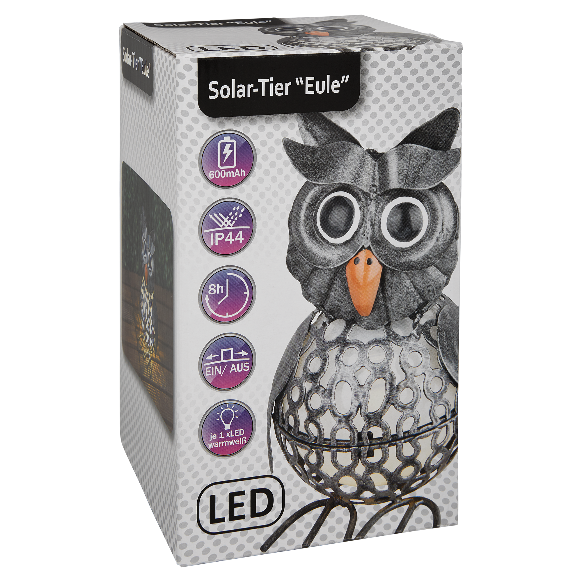 LED-Solarleuchte 'Eule' metall + product picture