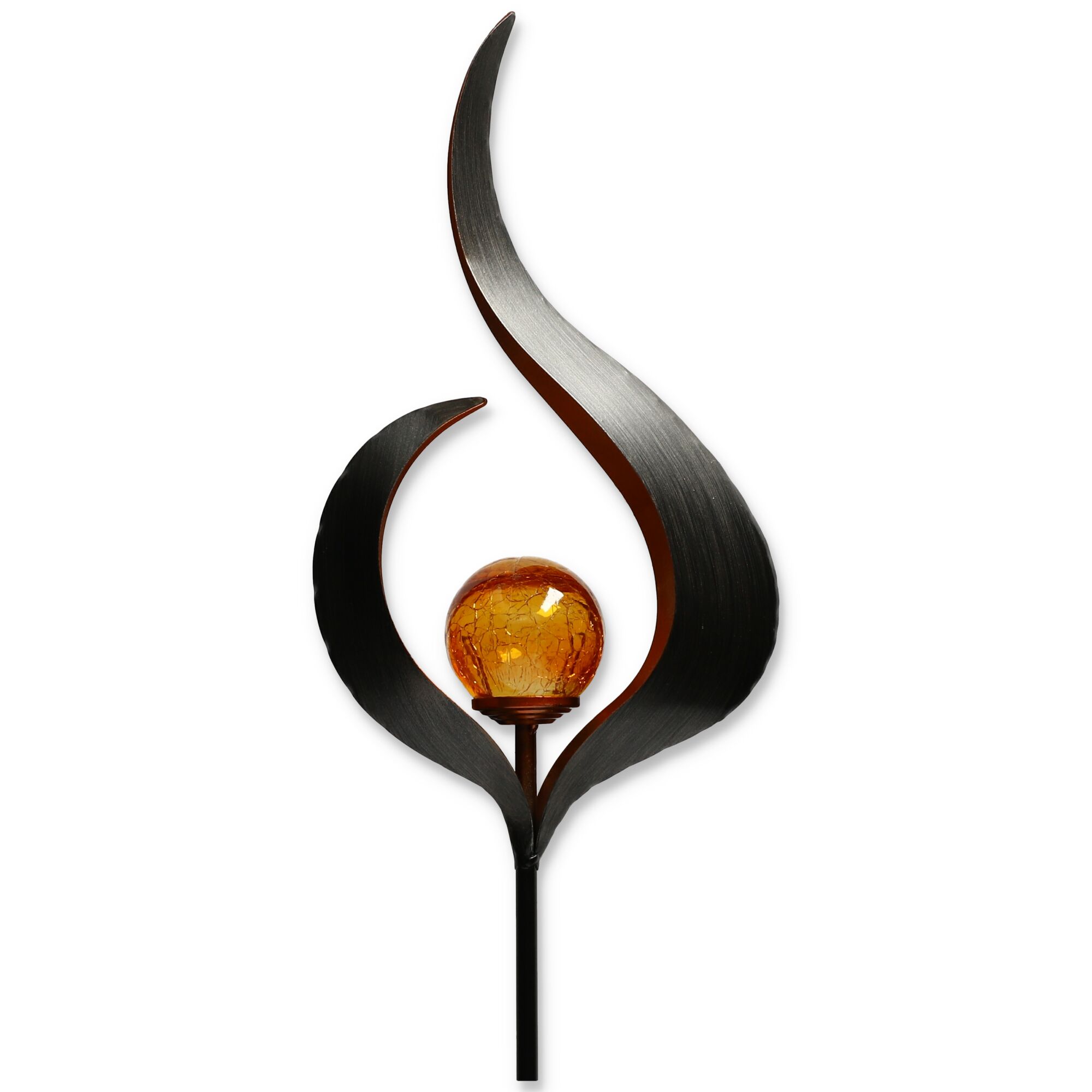 Solarfackel mit bernsteinfarbener Kugel.