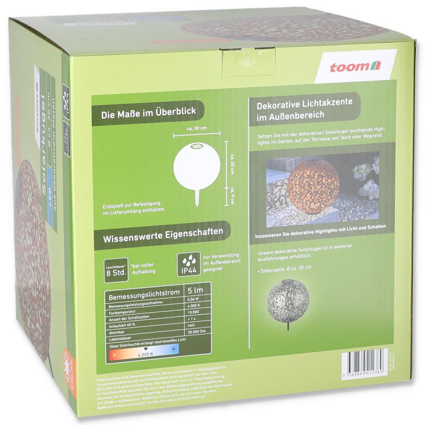 Verpackung einer dekorativen Solar-Kugel