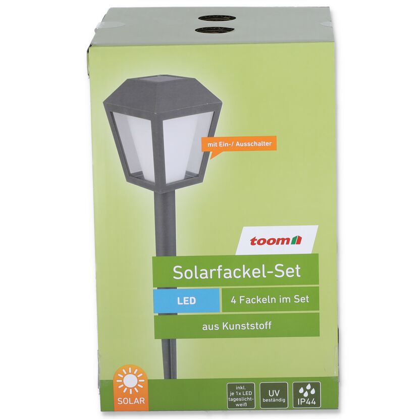 Solarfackel-Set, 4er-Set, Kunststoff, toom
