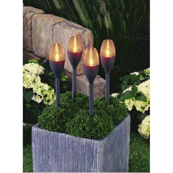 LED-Solarfackel-Set 4-teilig, schwarz/orange