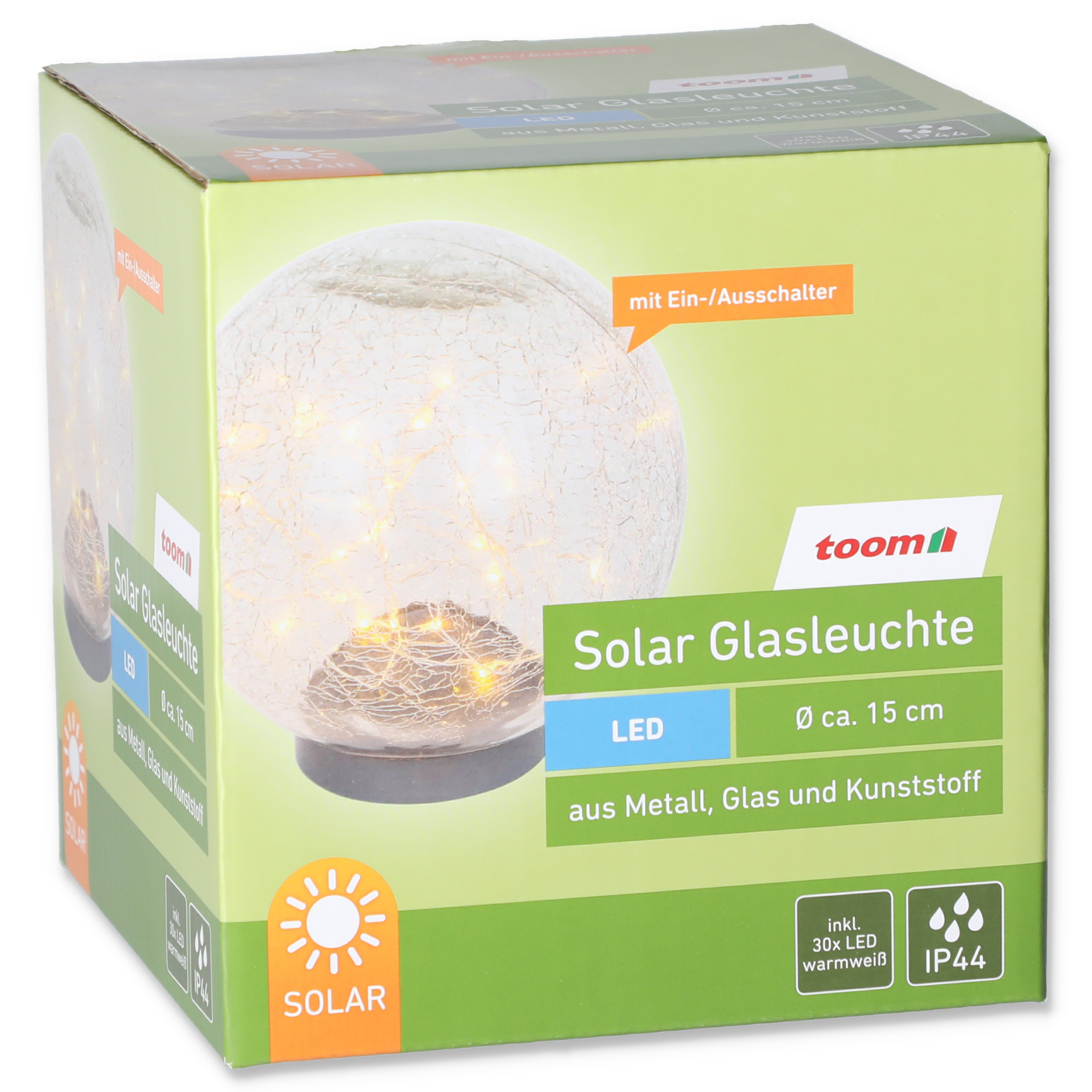 Solar-Glasleuchte 'Crackle' Ø 15 cm transparent + product picture