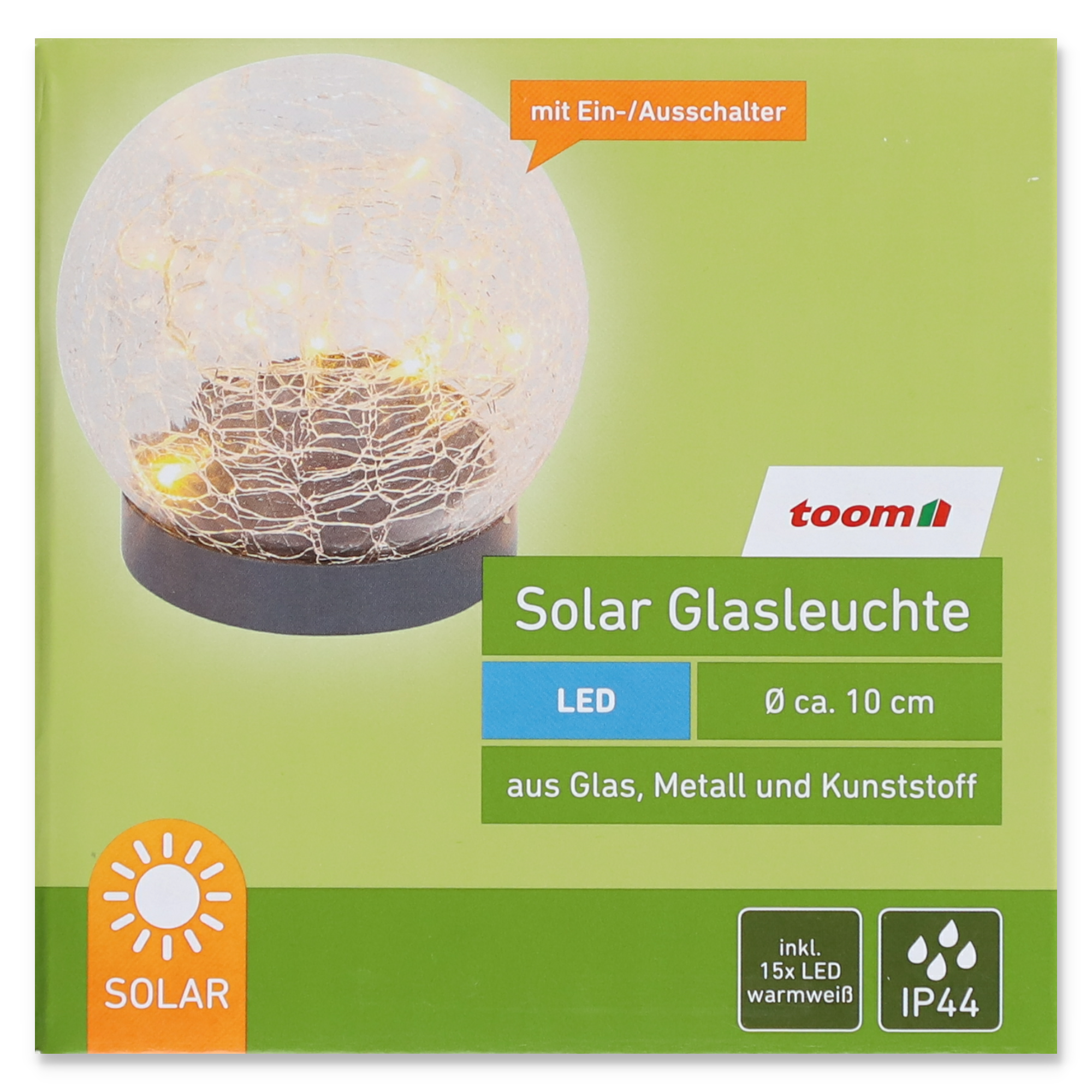 Solar-Glasleuchte 'Crackle' Ø 10 cm transparent + product picture