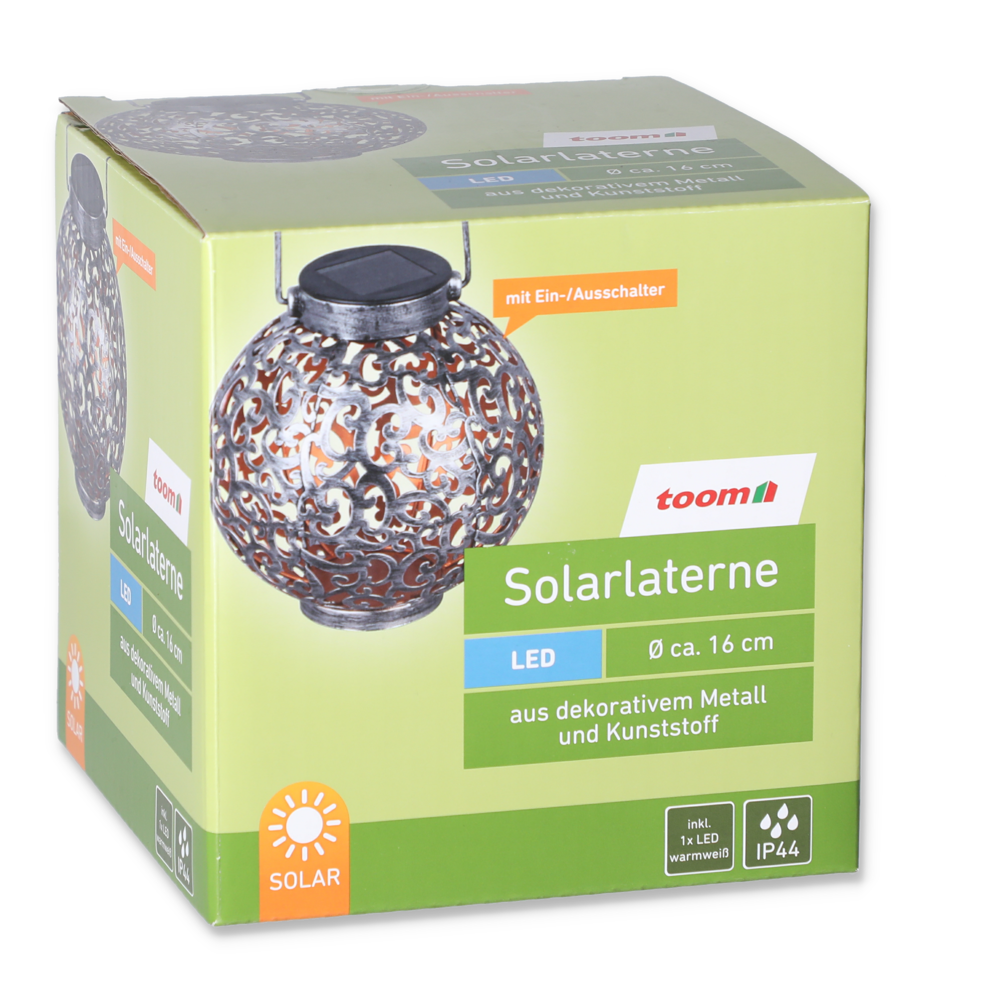 LED-Solarkugel 'Antik' Ø 16 cm silbern + product picture