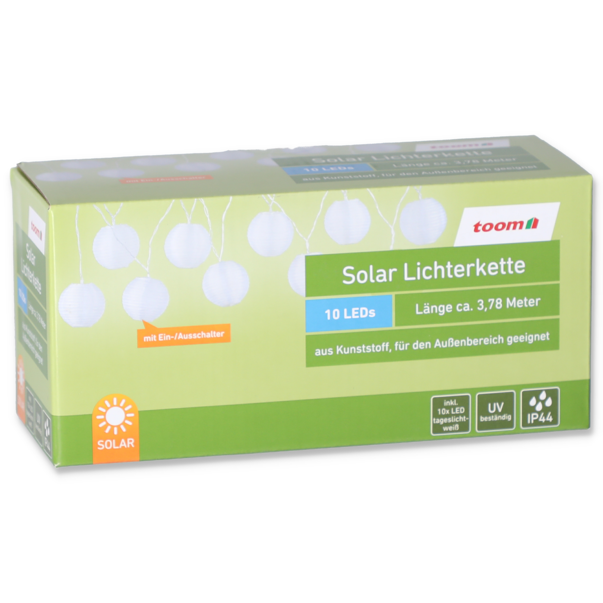 Solar-Lichterkette 'Lampion' 378 cm weiß + product picture
