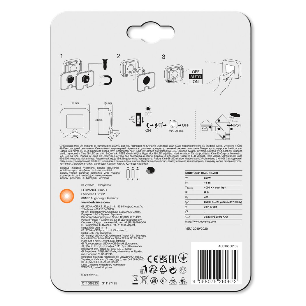 LED-Nachtlicht 'Nightlux' 0,25 W 14 lm neutralweiß 7,3 x 8,4 x 2,2 cm
