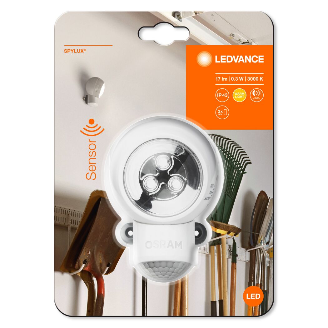LED-Außenwandleuchte 'Spylux®' mit Bewegungssensor 0,3 W 17 lm warmweiß IP 43 Ø 6,8 cm
