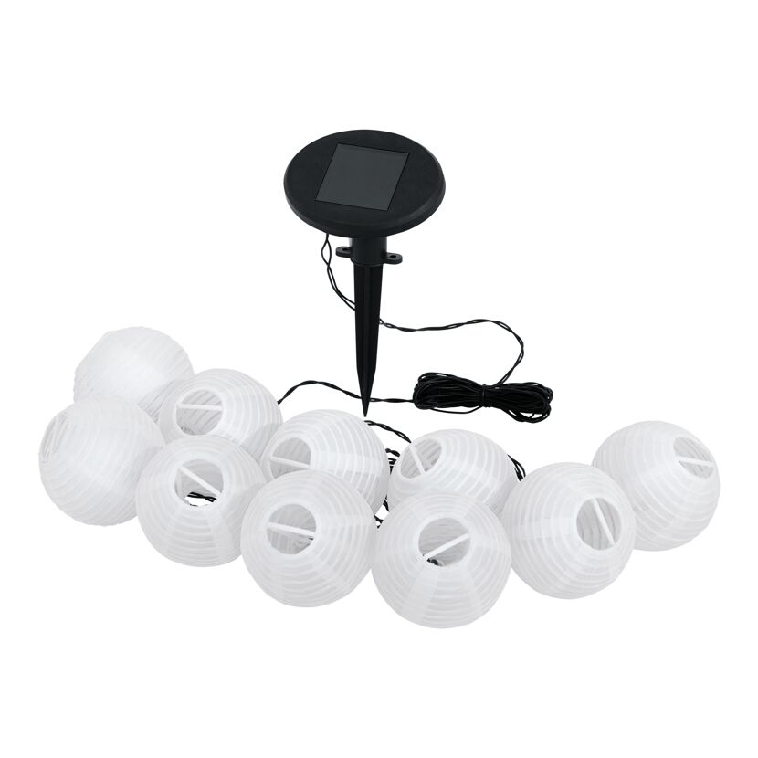 Solar-Lichterkette mit zehn weißen Lampions