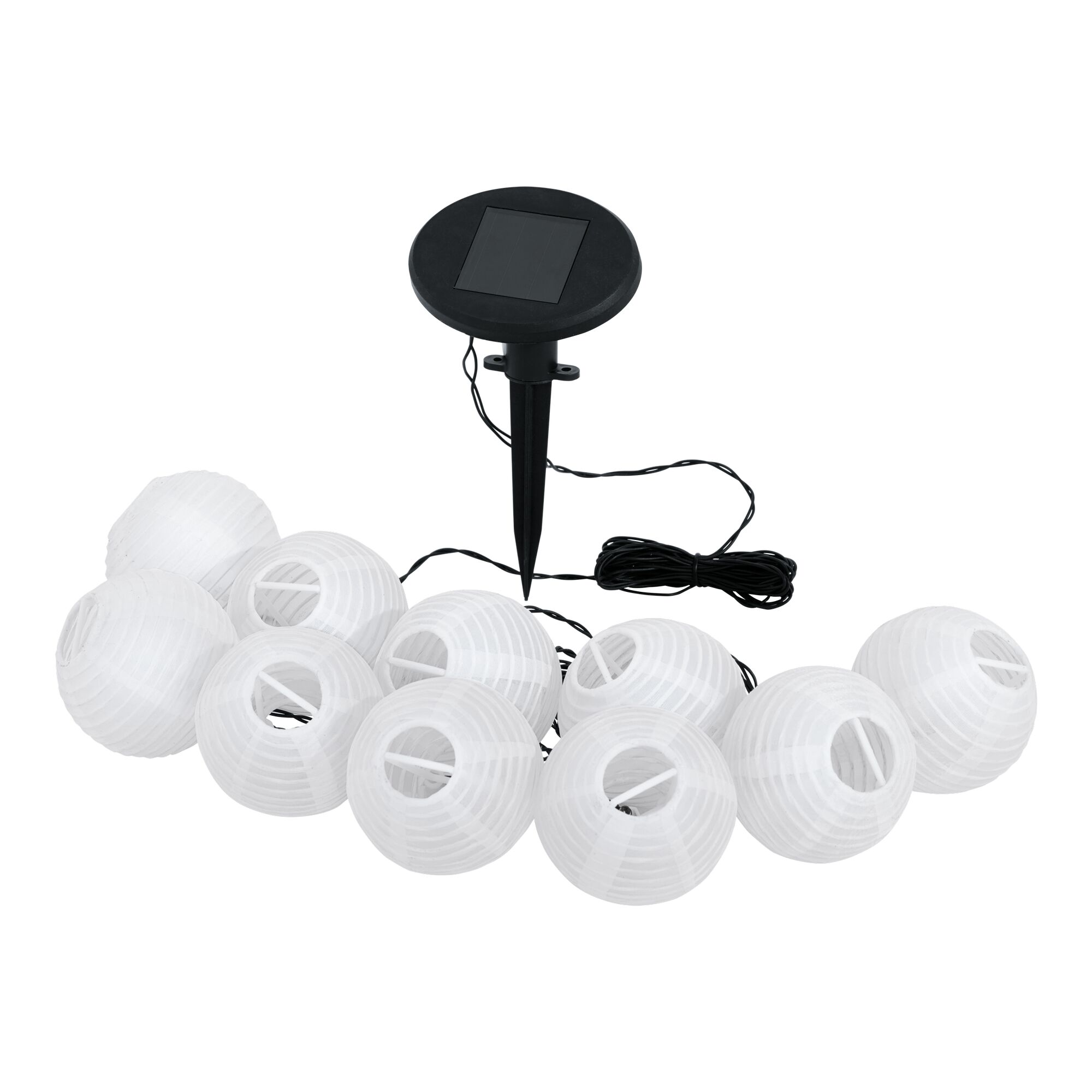 Solar-Lichterkette mit zehn weißen Lampions