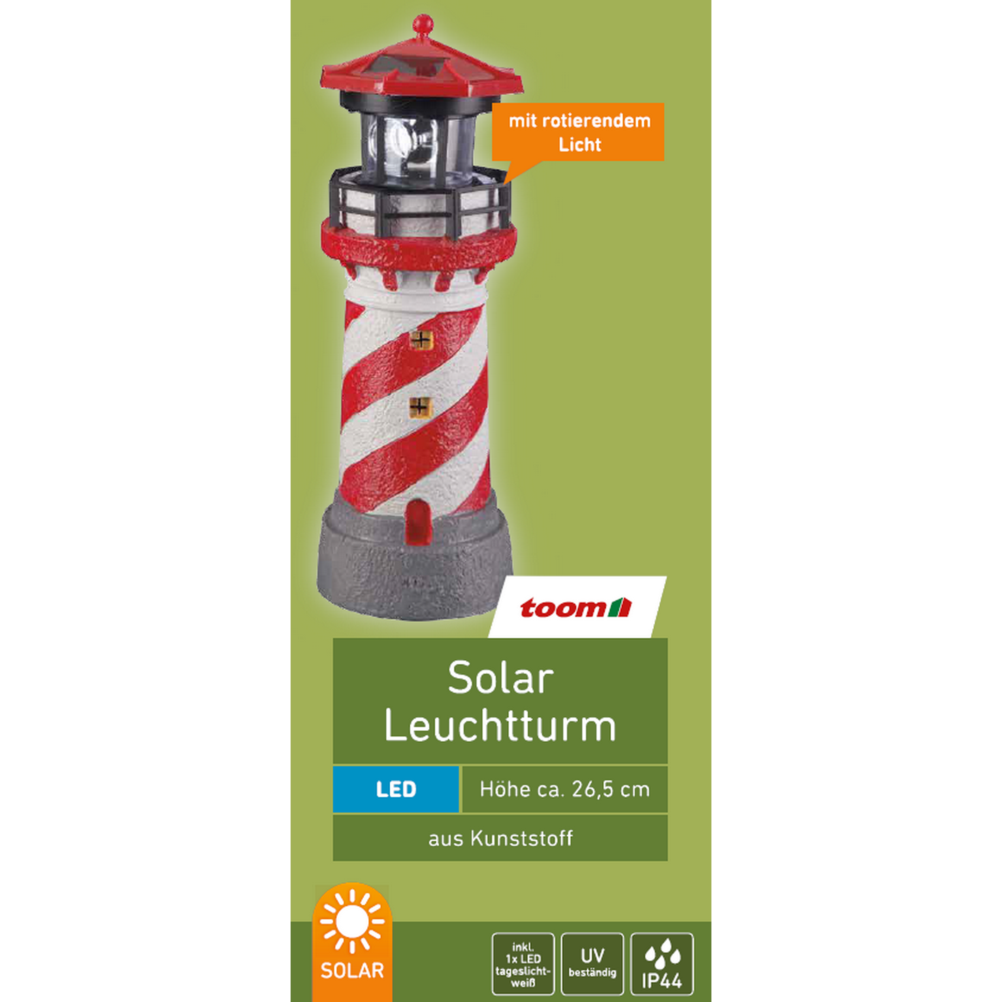 LED-Solarleuchte 'Leuchtturm' weiß/rot 26,5 cm + product picture
