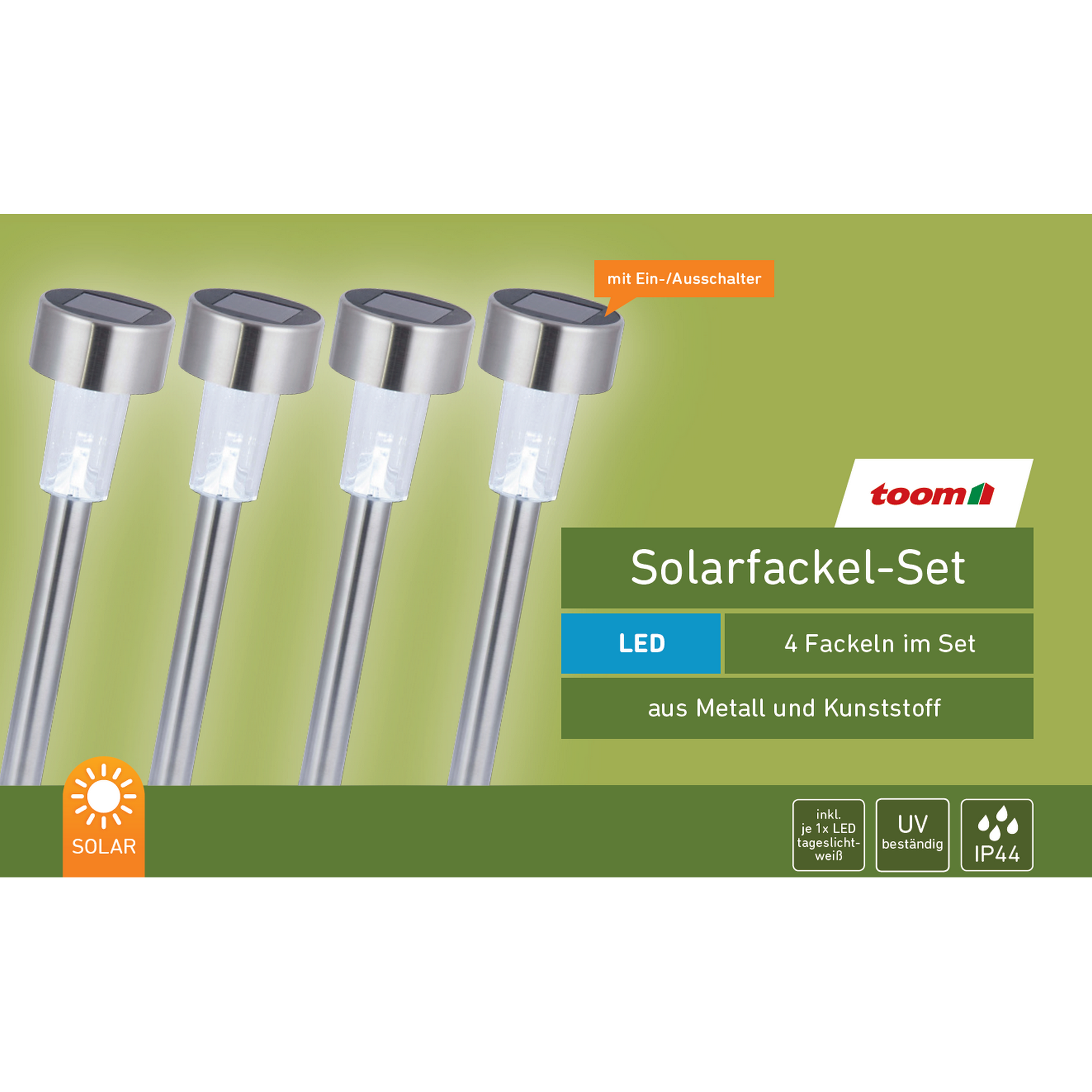 LED-Solarfackel-Set silbern 30 cm, 4 Stück + product picture