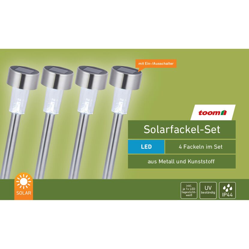 4er-Set Solarfackeln aus Metall und Kunststoff