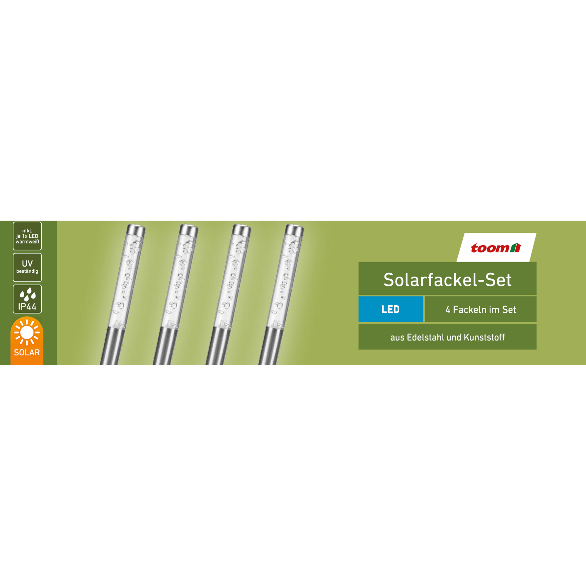 LED-Solarfackel-Set silbern 39,5 cm, 4 Stück + product picture