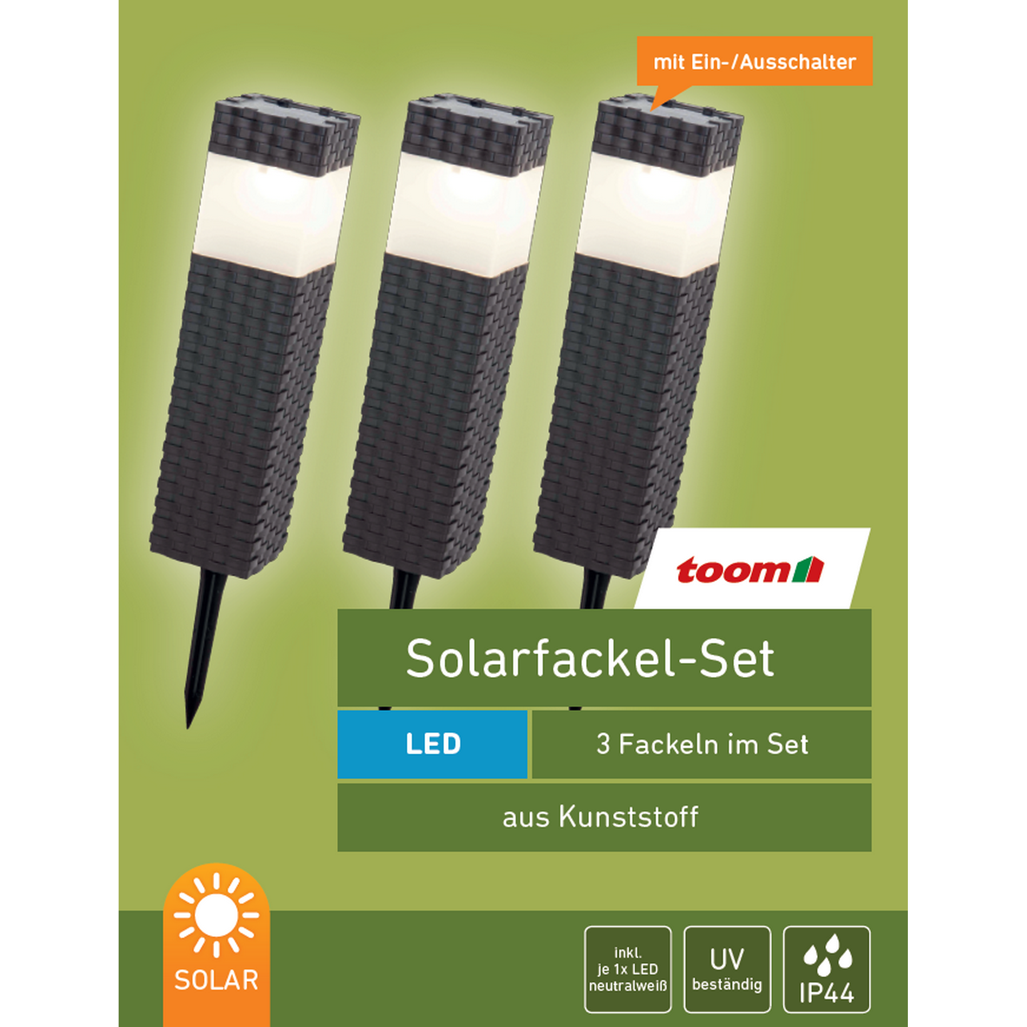 LED-Solarfackel-Set braun 38 cm, 3 Stück + product picture