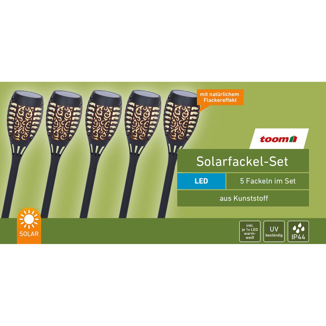 Solar-Spießlampenset warmweiß IP 44 7,5 x 43 cm 5 Stück