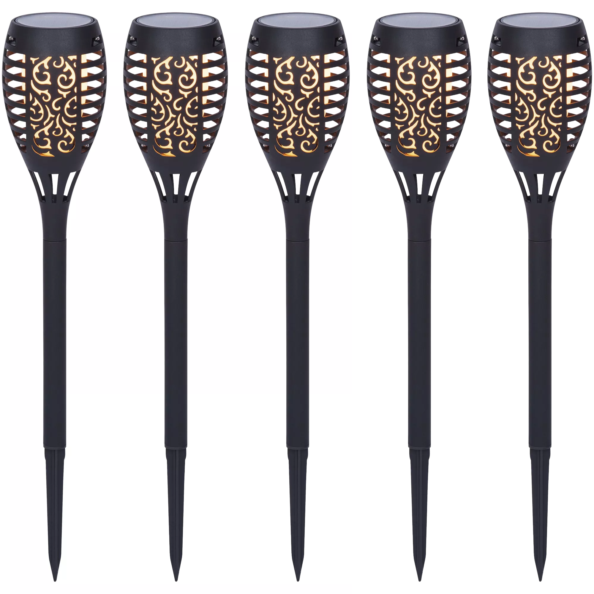 LED-Solarfackel-Set schwarz 43 cm, 5 Stück