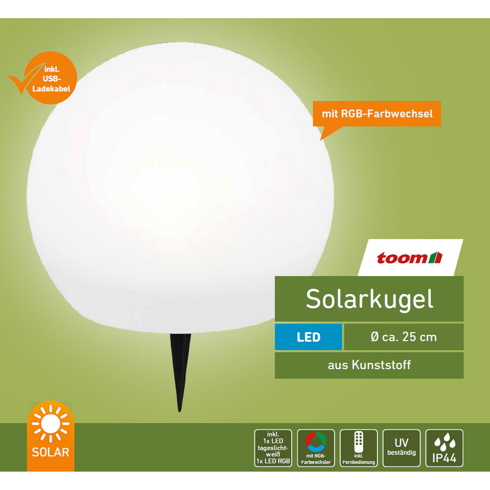 LED-Solarkugel mit Farbwechsler Ø 25 cm + product picture