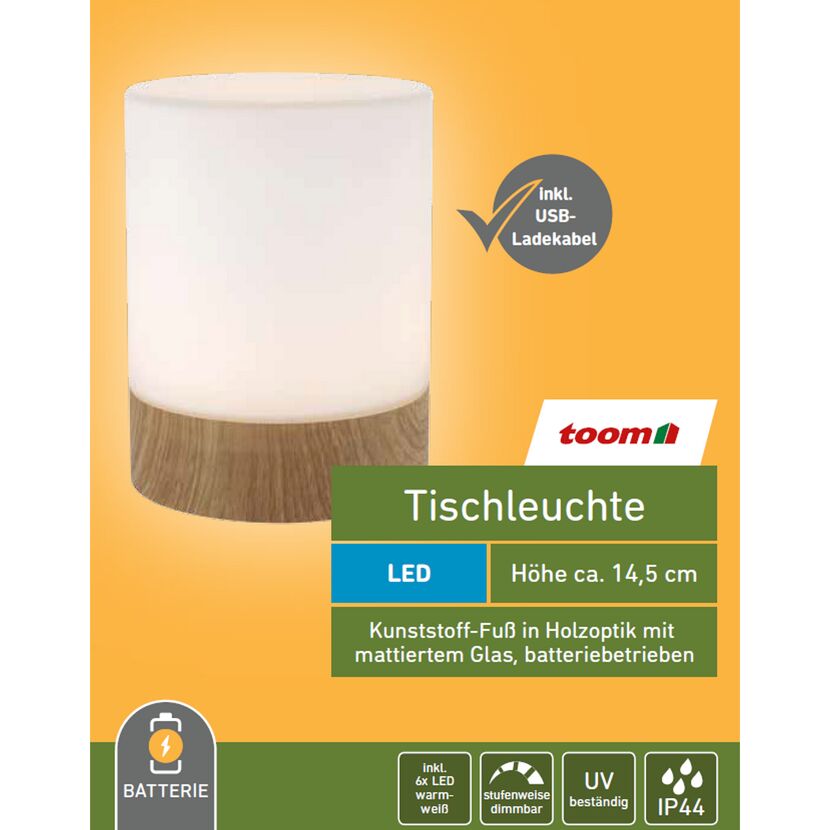 LED Tischleuchte, batteriebetrieben, 14,5 cm hoch