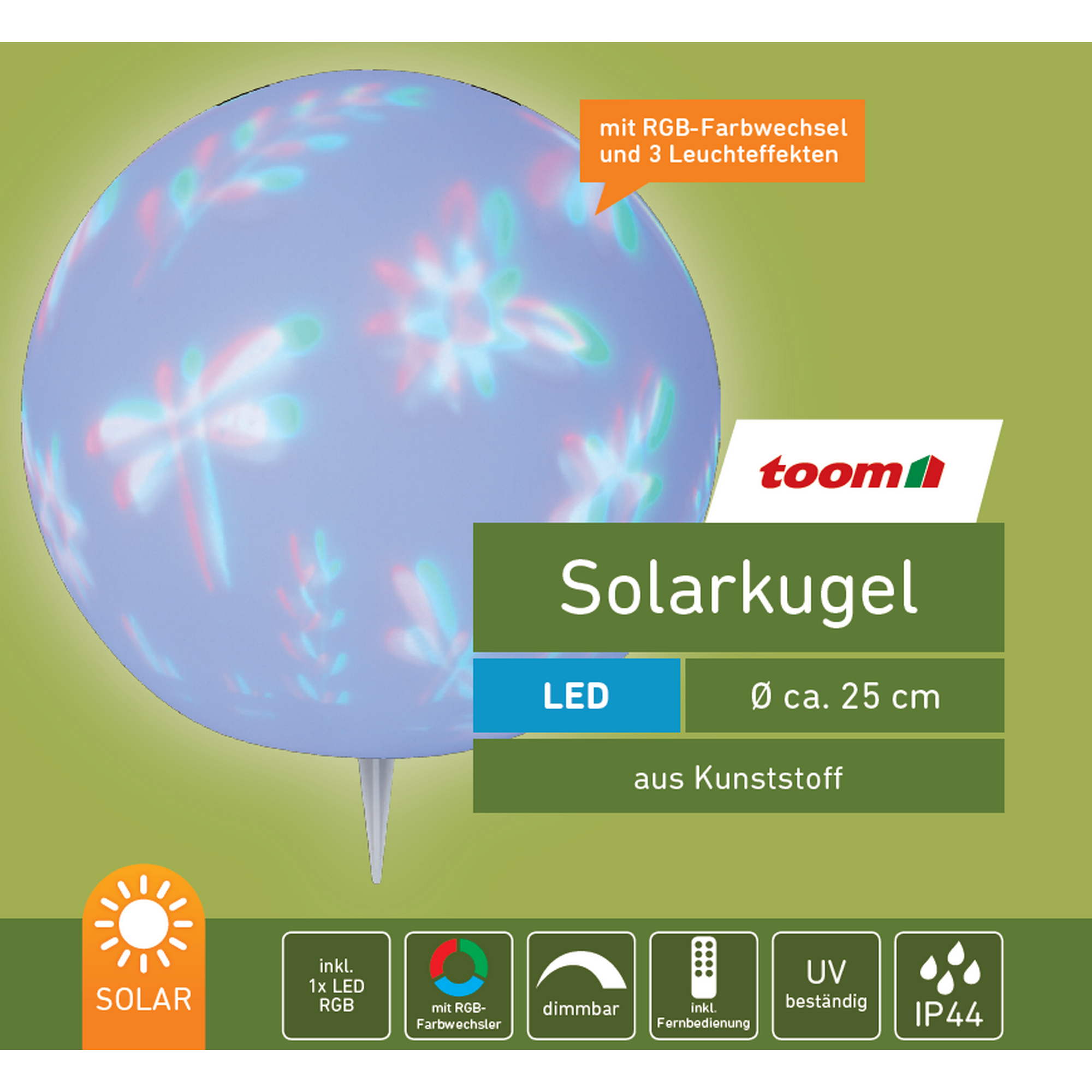 LED-Solarkugel 'Libelle' mit Farbwechsler Ø 25 cm + product picture