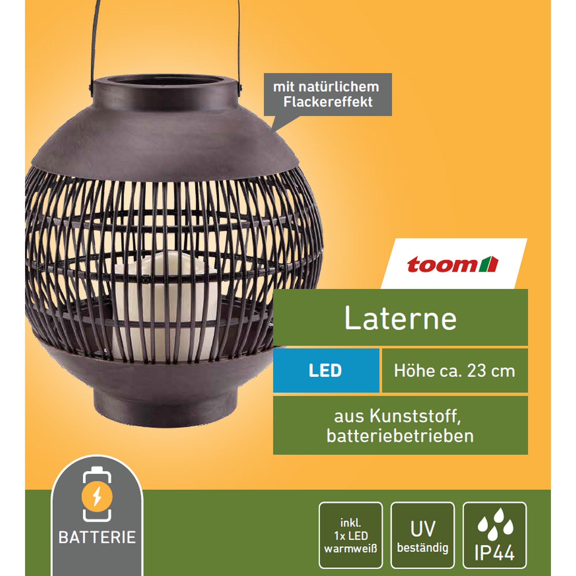 LED-Laterne schwarz Ø 22 x 23 cm + product picture