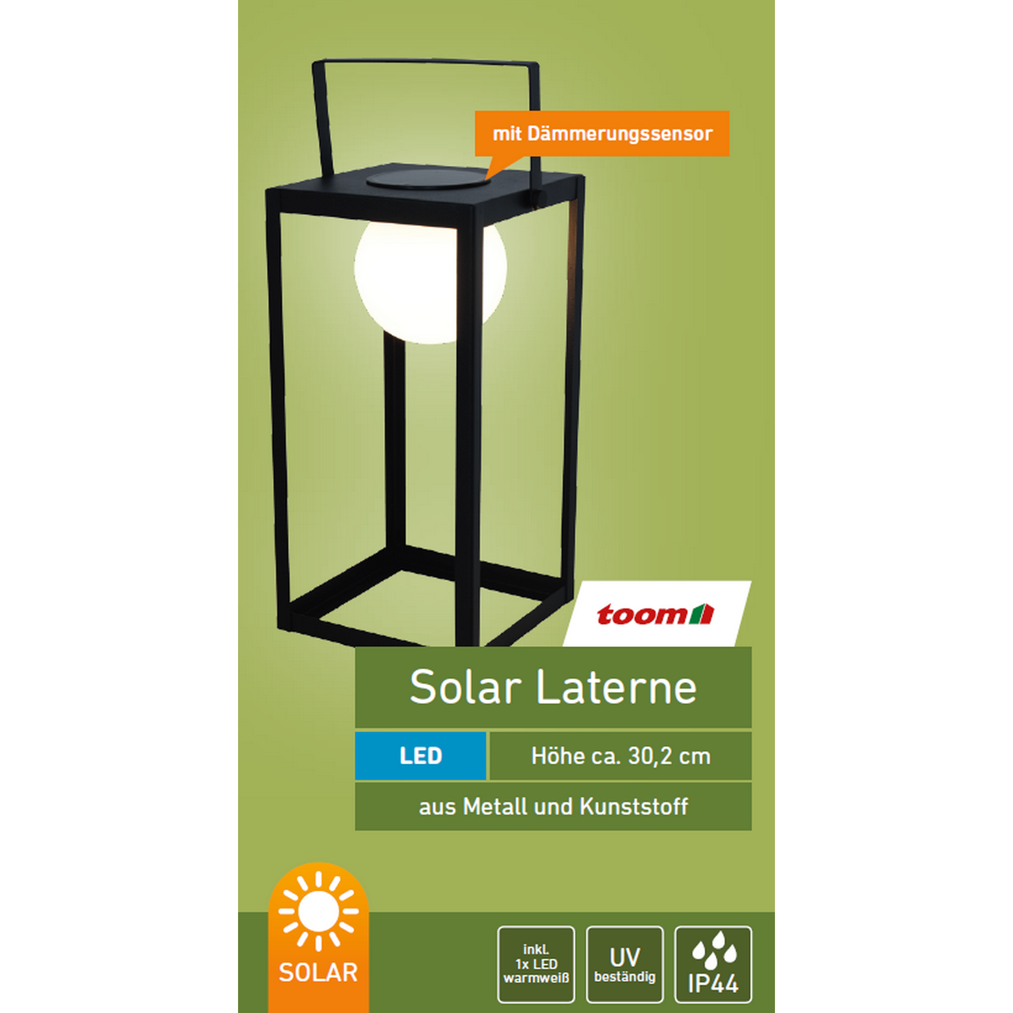 Solar-Laterne Metall schwarz 15 x 30,2 cm + product picture