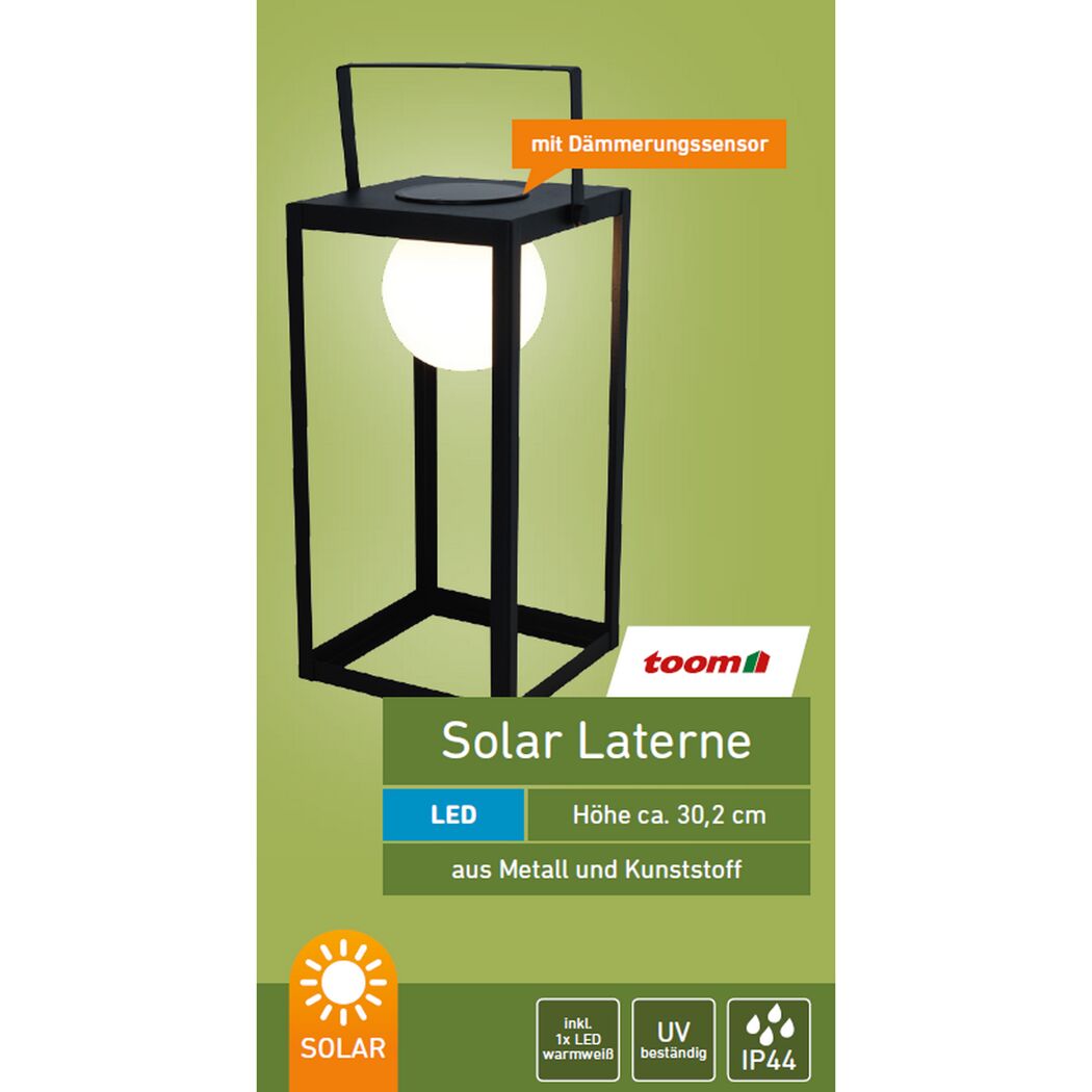 Solar-Laterne warmweiß IP 44 15 x 30,2 x 15 cm