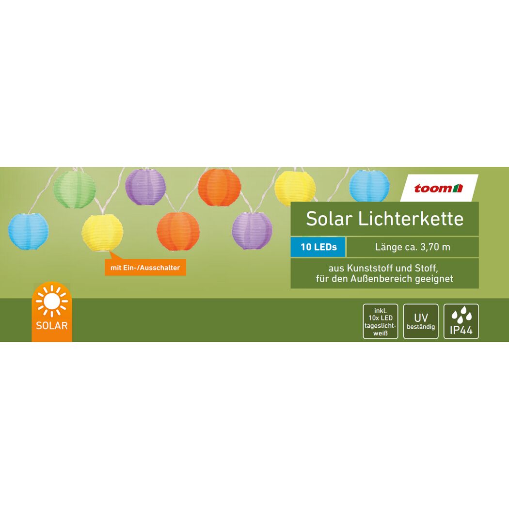 Solar-Lichterkette tageslichtweiß IP 44 Ø 7,5 cm