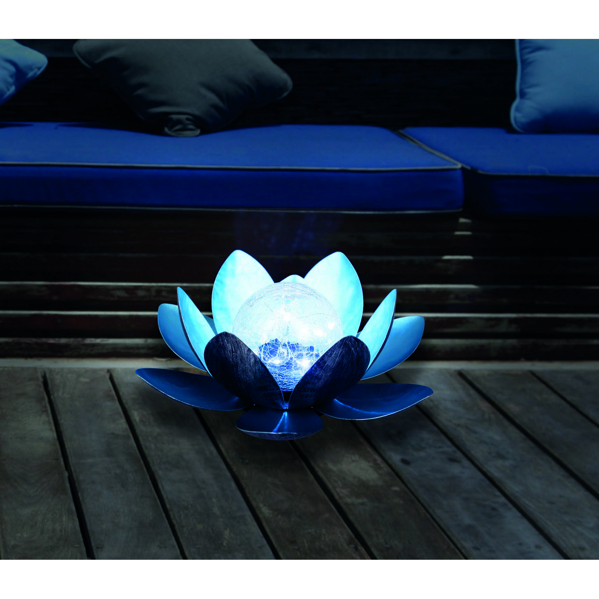 Solar-Dekoleuchte Lotus blau 27 x 11 cm + product picture