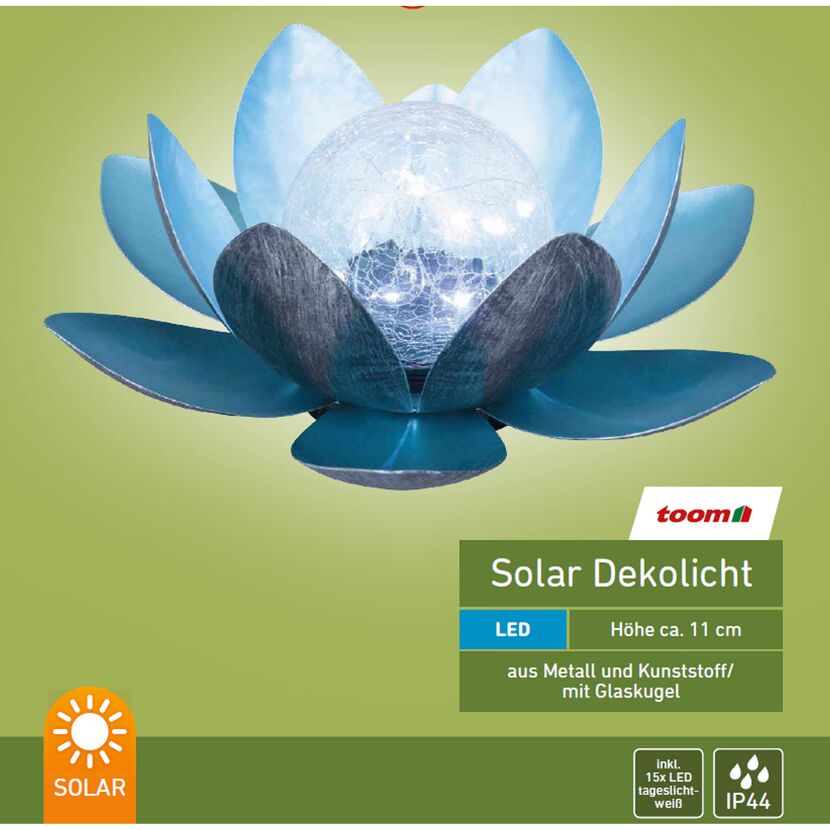 Solar-Dekolicht Lotusblume mit Glaskugel